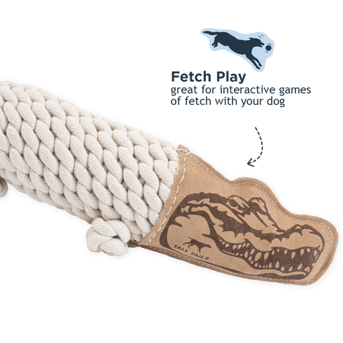 Tall Tails Natural Leather Crunch Crocodile Rope Dog Toy - 20"