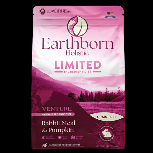 Earthborn Holistic Venture Limited Ingredient Dry Dog Food - Rabbit & Pumpkin - 25lb Bag