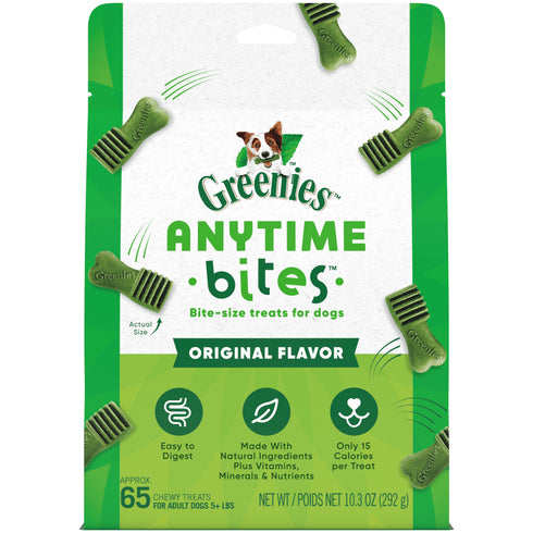 Greenies Anytime Bites Dog Treats - Original Flavor - 10.3oz/65 Chewy Treats