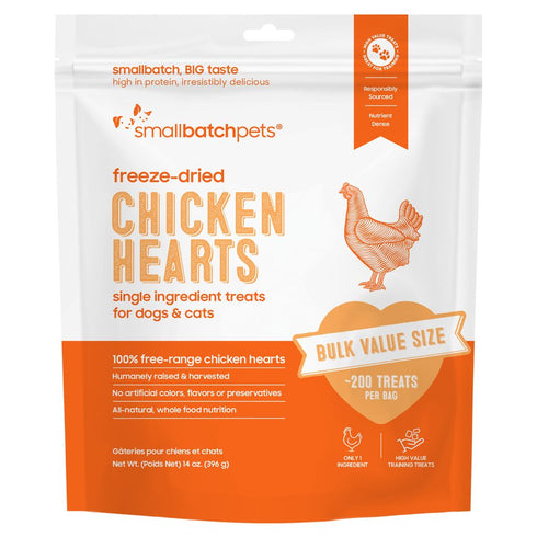 smallbatch Freeze Dried Hearts Cat & Dog Treats - Chicken - 14oz Pouch
