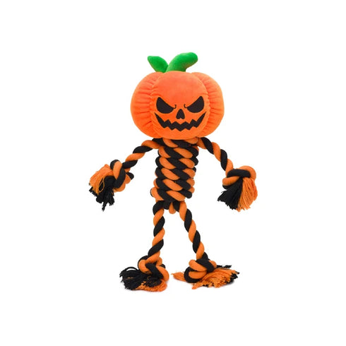 Fabdog Dangly Pumpkin Rope Dog Toy