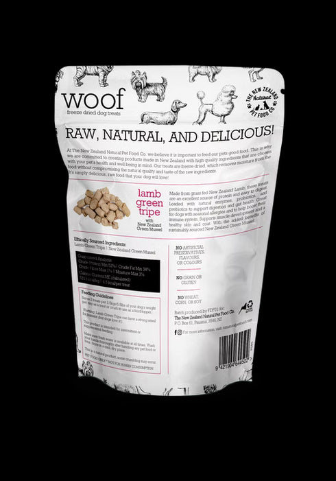 New Zealand Natural Pet Food Co Woof Freeze Dried Dog Treats - Lamb Tripe - 1.4oz Bag
