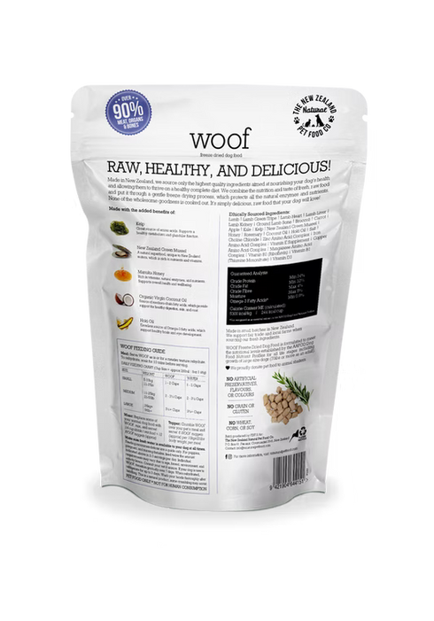 New Zealand Natural Pet Food Co Woof Freeze Dried Dog Food - Lamb - 9.9oz Bag