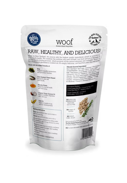 New Zealand Natural Pet Co Woof Freeze Dried Dog Treats - Beef - 1.76oz Bag
