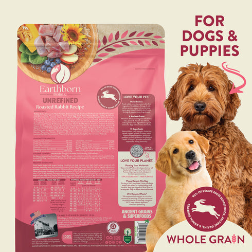Earthborn Holistic Ancient Grains Dry Dog Food - Unrefined Roasted Rabbit - 25lb Bag