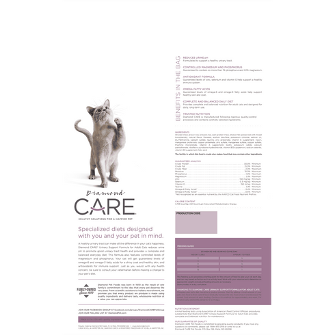 Diamond Care Urinary Support Dry Cat Food - Chicken - 15lb Bag