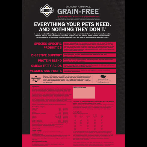 Diamond Naturals Grain Free Dry Dog Food - Beef & Sweet Potato - 28lb Bag