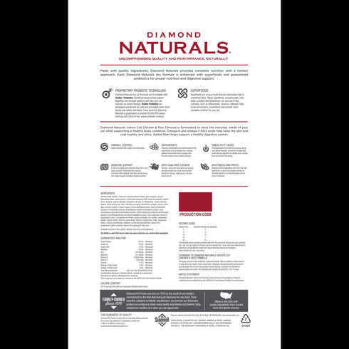 Diamond Indoor Cat Dry Cat Food - Chicken & Rice - 6lb Bag