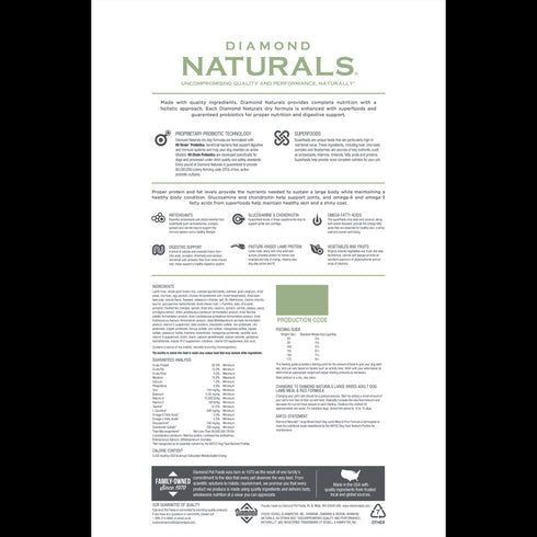 Diamond Naturals Large Breed Adult Dog Dry Food - Lamb & Rice - 40lb Bag