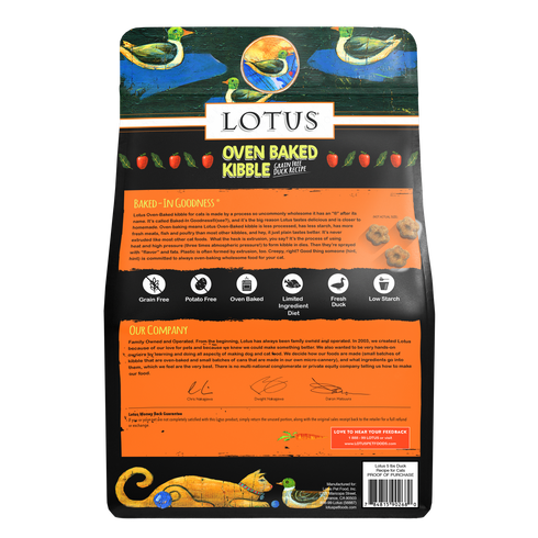 Lotus Pet Food Dry Cat Food - Duck - 2.2lb Bag