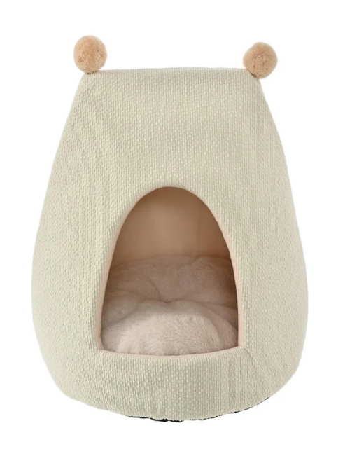 Max & Marlow Dome Cat Bed With Ears - Gray & White