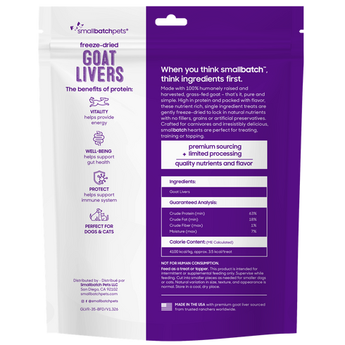 smallbatch Freeze Dried Cat & Dog Treats - Goat Liver - 3oz Bag