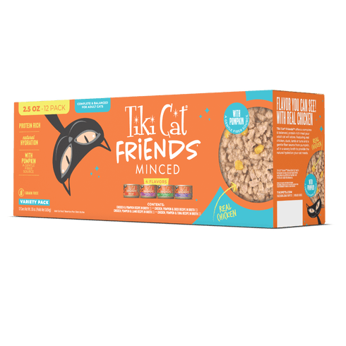 Tiki Cat Friends Minced Wet Cat Food Chicken Variety Pack - 12 2.5oz Cans