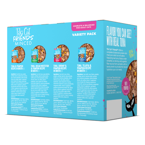 Tiki Cat Friends Minced Wet Cat Food Tuna Variety Pack - 12 2.8oz Pouches