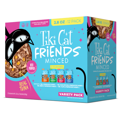 Tiki Cat Friends Minced Wet Cat Food Tuna Variety Pack - 12 2.8oz Pouches
