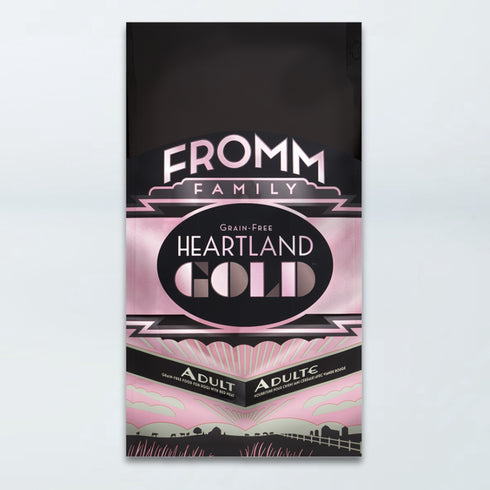 A bag of Fromm Heartland Gold Adult Beef & Pork Recipe dry dog food.