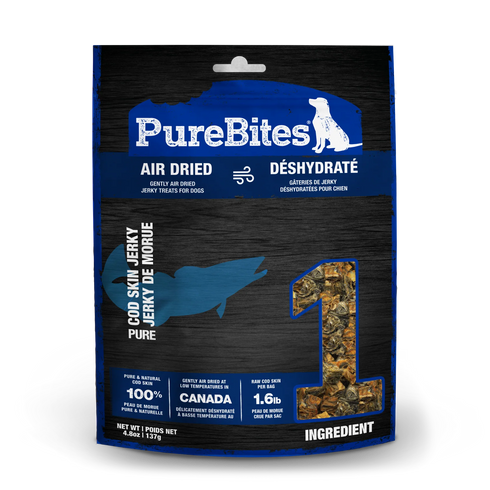 Pure Bites Air Dried Jerky Dog Treats - Cod Skin - 4.8oz Pouch