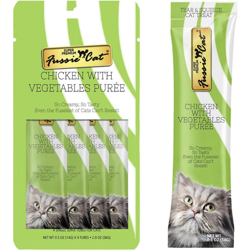 Fussie Cat Chicken Vegetables Puree Lickable Cat Treats 4 Pk - Poudre Pet and Feed Supply