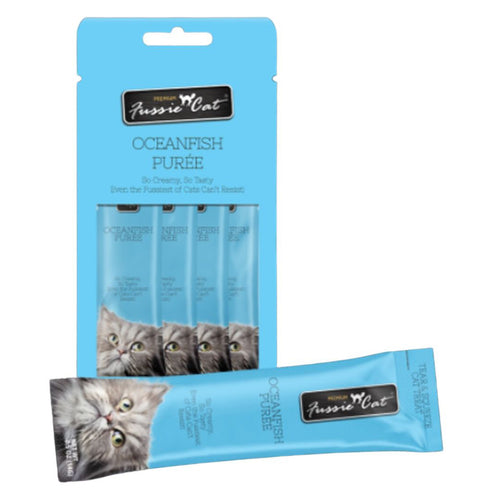 Fussie Cat Ocean Fish Puree Lickable Cat Treats 4 Pk - Poudre Pet and Feed Supply