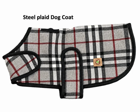 Chilly Dog Blanket Dog Coat - Medium - Steel Tartan Plaid