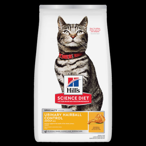 Hill's Science Diet Adult Urinary/Hairball Control Dry Cat Food - Chicken & Rice - 7lb Bag