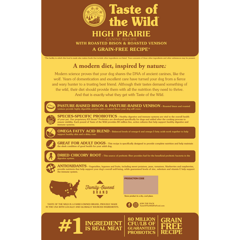 Taste of the Wild High Prairie Dry Dog Food - Roasted Bison & Venison - 14lb Bag