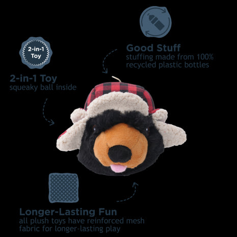 Tall Tails Bear 2-In-1 Fetch Ball Dog Toy