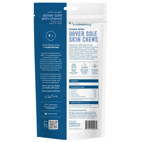 smallbatch Freeze Dried Dog Treats - Dover Sole Skin Chew - 1.5oz Bag