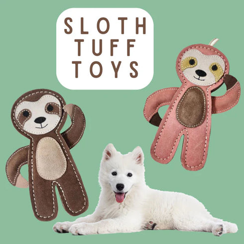 Advanced Pet Product Tuff Natural Leather Extra Tuff Dog Toy - Sloth