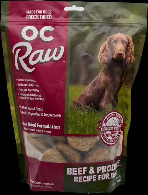 OC Raw Freeze Dried Dog Food - Beef Sliders - 14oz Bag
