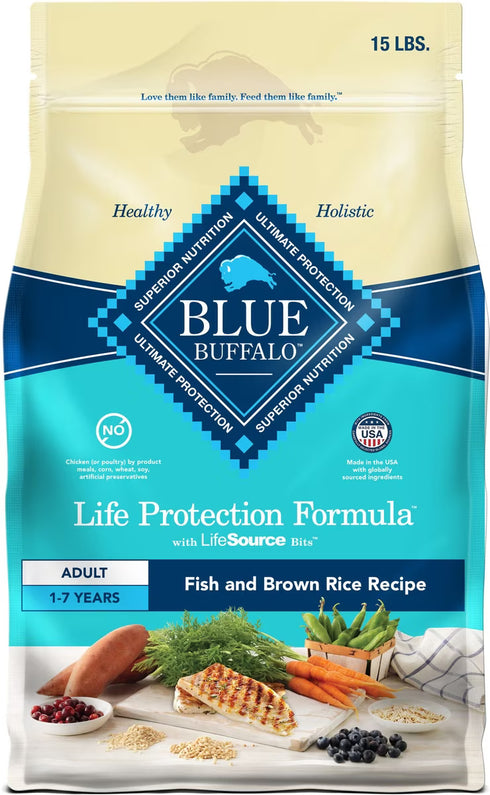 Blue Buffalo Life Protection Formula Adult Dry Dog Food - Fish & Rice - 15lb Bag