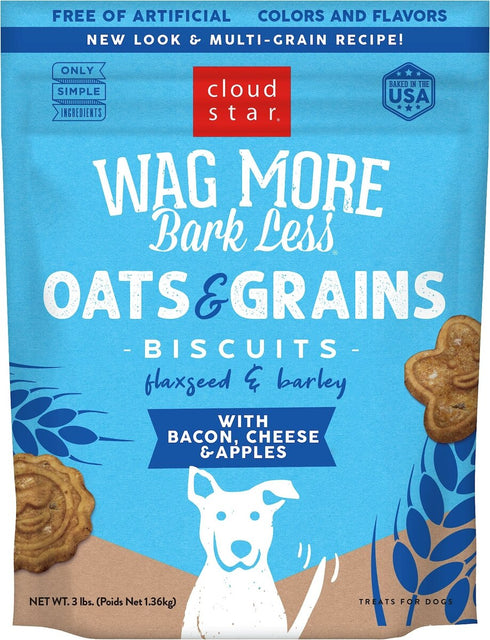 Cloud Star Wag More Grain Free Biscuits Dog Treats - Bacon & Cheese - 3lb Bag