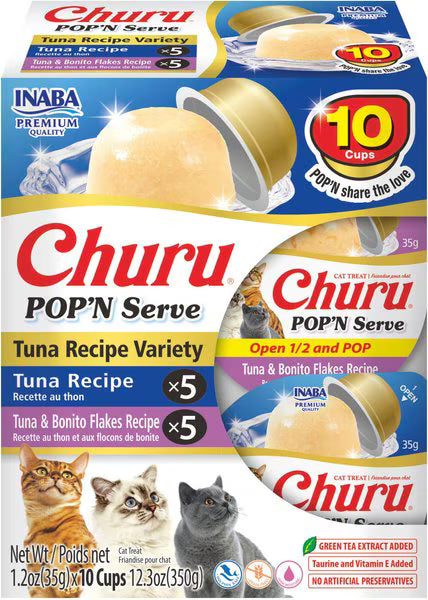 Inaba Churu Pop N' Serve Cat Treats - Tuna Variety - 10ct Pack