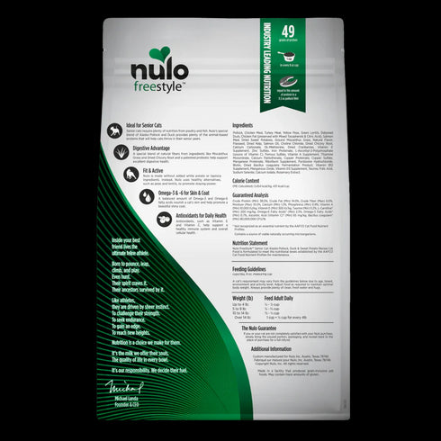 Nulo Freestyle High-Protein Senior Cat Dry Cat Food - Pollock, Duck, & Sweet Potato - 5lb Bag