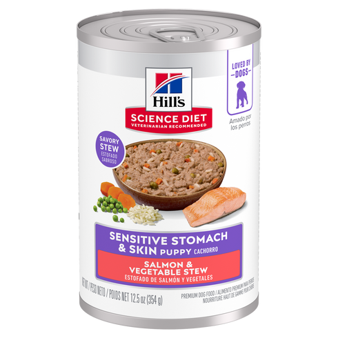 Hill's Science Diet Puppy Sensitive Stomach & Skin Wet Dog Food - Salmon & Vegetable Stew - 12.5oz Can