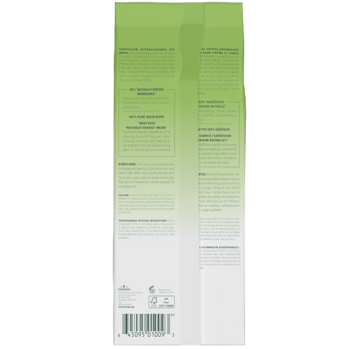 Tropiclean Hypoallergenic Dog & Cat Wipes - 100 Count Pack