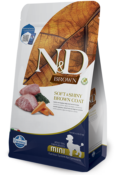 Farmina N&D Brown Coat Dry Dog Food - Lamb, Norwegian Kelp, & Carrot, Mini Kibble - 4.4lb Bag