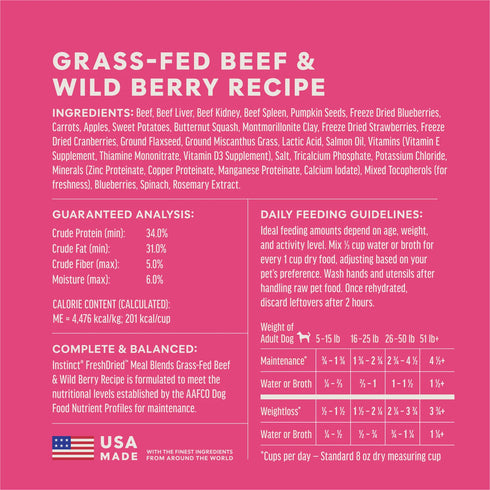 Instinct FreshDried Freeze Dried Dog Food - Beef & Berry Blend - 23oz Bag