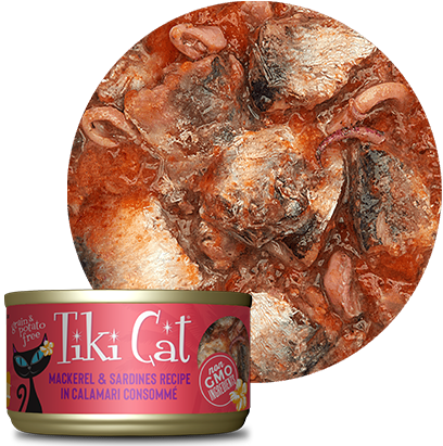 Tiki Cat Makaha Grill Wet Cat Food - Mackerel & Sardines in Calamari Consommé - 2.8oz Can