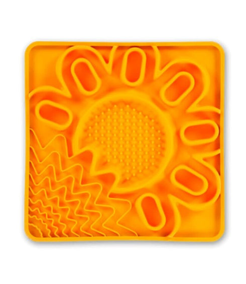 Messy Mutts Silicon Interactive Multi Surface Dog Lick Mat - Orange - 10" x 10"