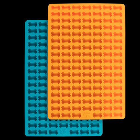 Messy Mutts Silicone Bake & Freeze Dog Treat Maker - 2 Pack - Orange & Blue