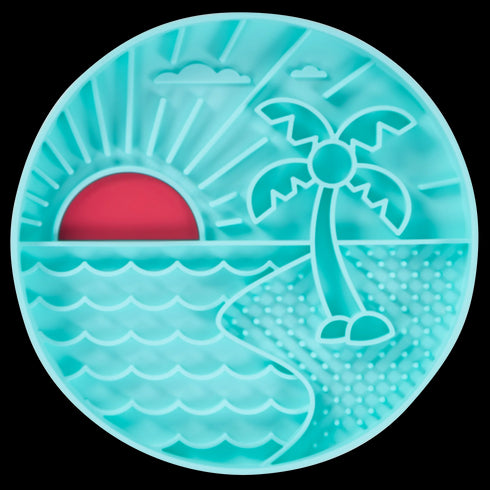 Messy Mutts Interactive Lick Bowl - 8" - Teal Beach Scene