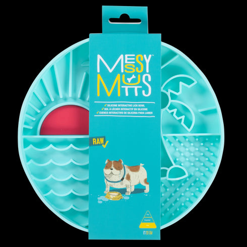 Messy Mutts Interactive Lick Bowl - 8" - Teal Beach Scene