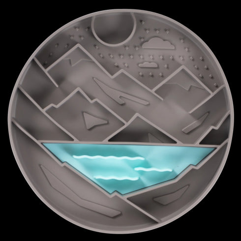 Messy Mutts Interactive Lick Bowl - 8" - Grey Mountain Scene