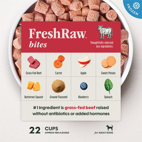 Instinct FreshRaw Bites Frozen Raw Dog Food - Real Beef - 6lb Bag