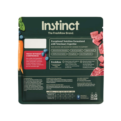 Instinct FreshRaw Medallions Frozen Raw Dog Food- Real Beef - 3lb
