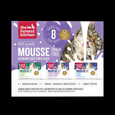 The Honest Kitchen Grain Free Mousse Wet Cat Food with Goat's Milk - Variety Pack - 8ct