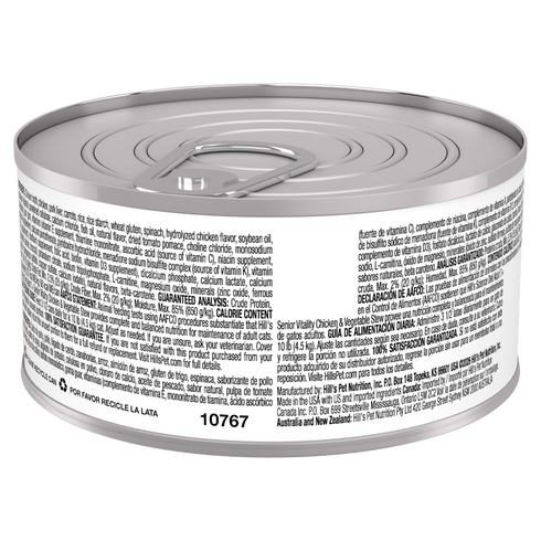 Hill's Science Diet Adult 7+ Senior Vitality Wet Cat Food - Chicken & Vegetable Stew - 2.9oz Can
