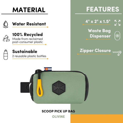 Olly Dog Scoop Pick Up Poop Bag Dispenser - Olivine