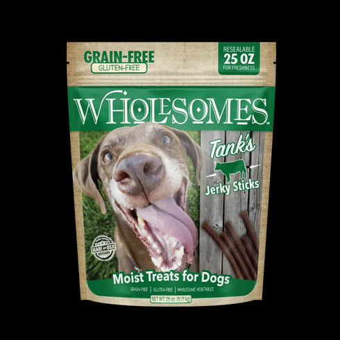 Wholesomes Grain Free Tank's Beef Jerky Sticks Dog Treats - 25oz Pouch